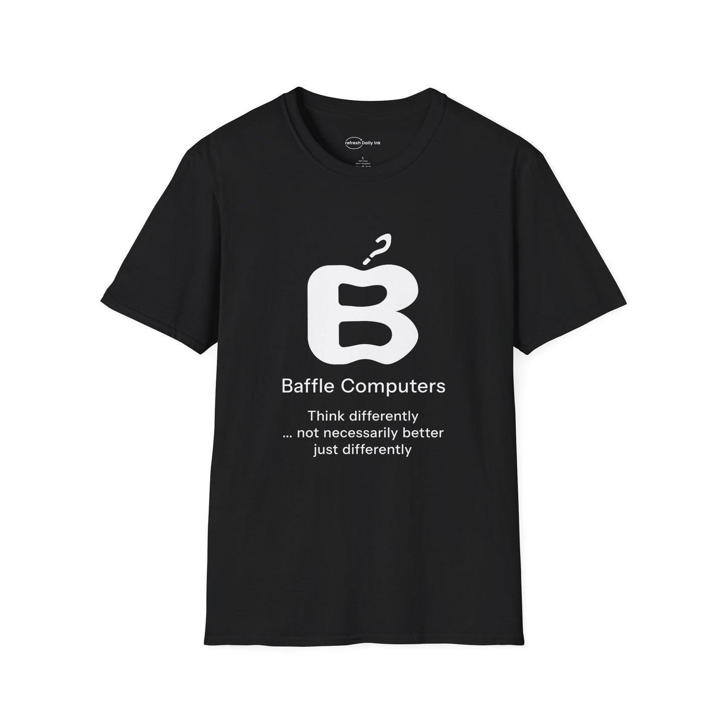Baffle Computers T-shirt with Slogan
